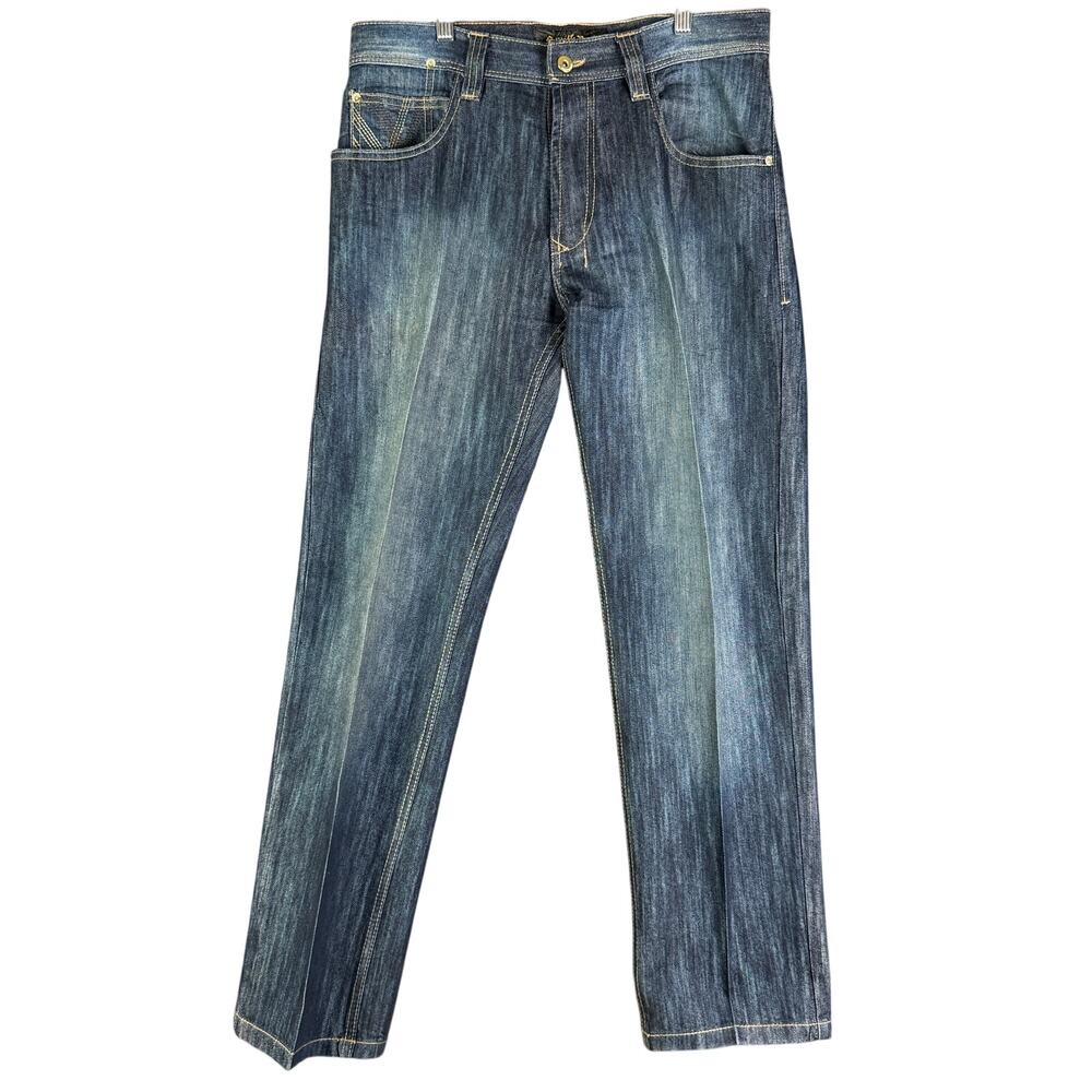 Southpole Premium Hip Hop‎ Loose Straight Leg Y2K Denim Jeans Pants Blue 32 GUC
